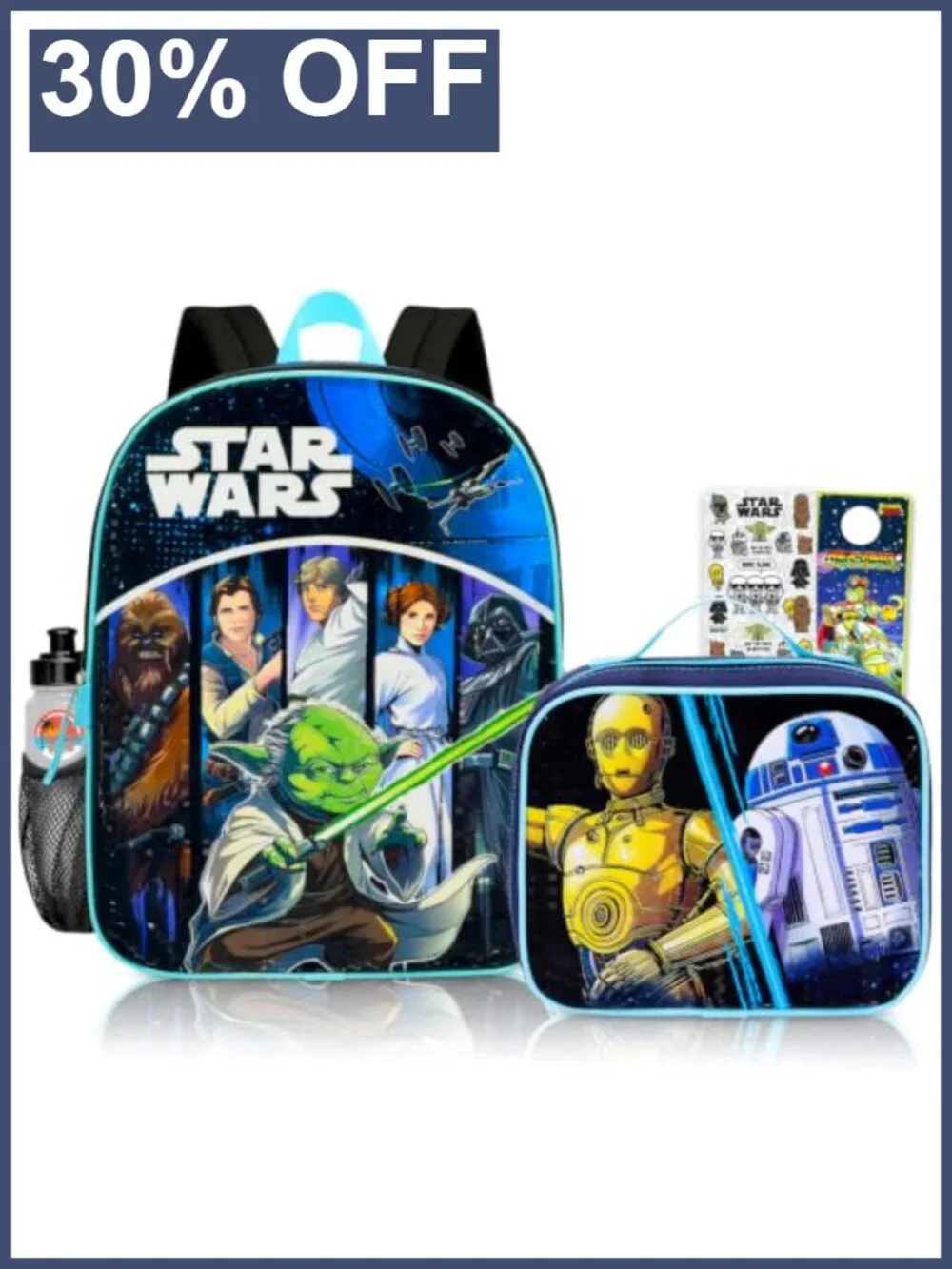 Star Wars Backpack with Lunchbox Set for Boys School Bundle